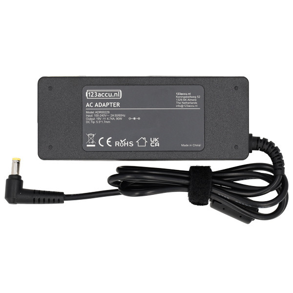 Gateway adapter (19 V, 4.74 A, 90 W, 5.5 x 1.7 plugmaat, 123accu huismerk) AGA00148 - 3