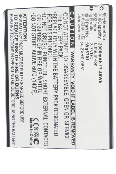 Gfive WG5701 accu (2000 mAh, 123accu huismerk)  AGF00001 - 1