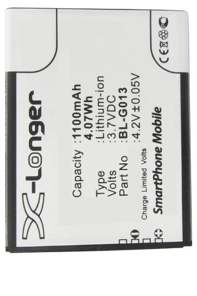 Gionee BL-G013 accu (1100 mAh, 123accu huismerk)  AGI00031 - 1