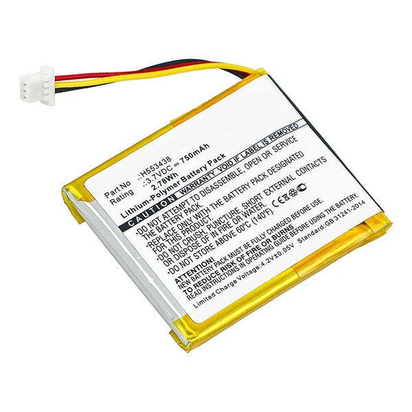Globalsat H553438 accu (3.7 V, 750 mAh, 123accu huismerk) AGL00009 - 1