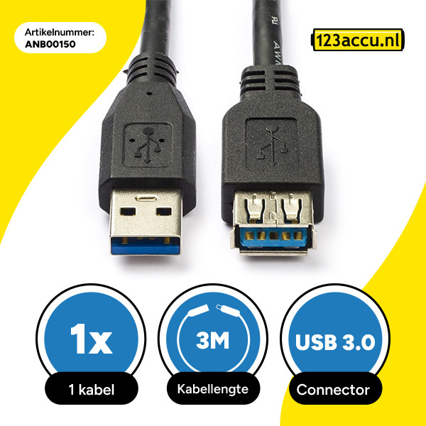 Goobay USB verlengkabel zwart (3 meter) ANB00150 - 1