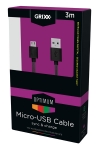 Grixx Optimum micro USB kabel (nylon, 300cm, zwart)  ANB00875