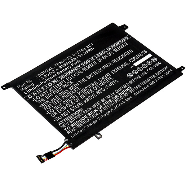 HP DO02XL / 810985-005 / HSTNN-DB7E accu (3.8 V, 8250 mAh, 123accu huismerk)  AHP00640 - 1