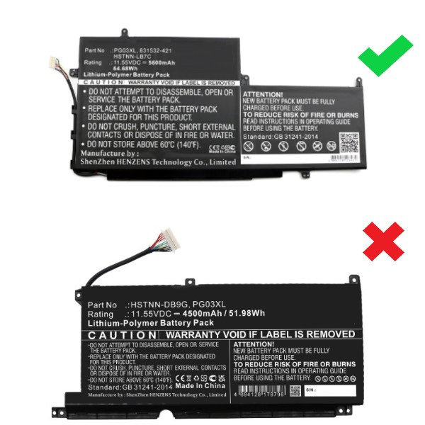 HP PG03XL / 831758-005 / HSTNN-LB7C accu (11.55 V, 5600 mAh, 123accu huismerk)  AHP00517 - 4