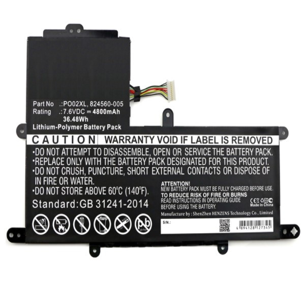 HP PO02XL / 824536-850 / HSTNN-DB7G accu (7.6 V, 4800 mAh, 123accu huismerk)  AHP00519 - 1