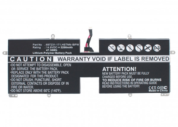 HP PW04XL / 697231-171 / HSTNN-IBPW accu (14.8 V, 3200 mAh, 123accu huismerk)  AHP00285 - 1