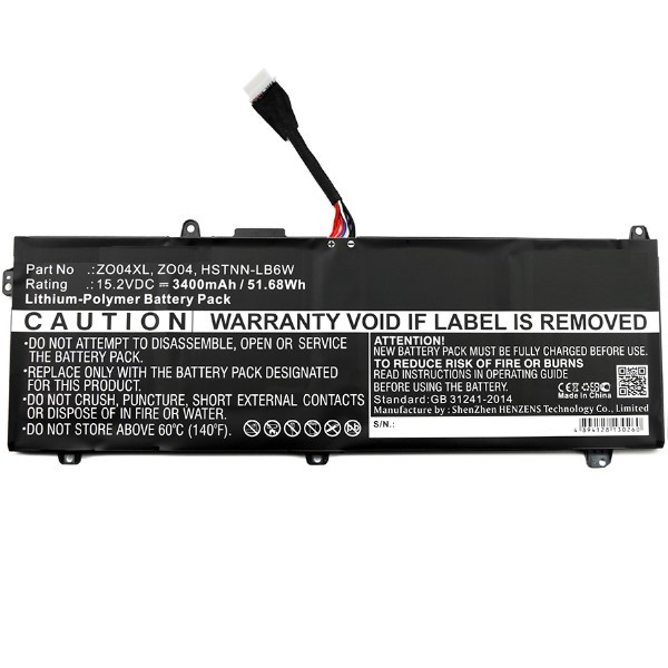 HP ZO04XL / 808450-001 / HSTNN-LB6W accu (15.2 V, 3400 mAh, 123accu huismerk)  AHP00530 - 1
