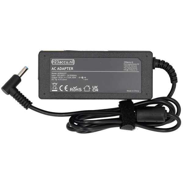 HP adapter (19.5 V, 3.33 A, 65 W, 123accu huismerk) ADR00227 - 2
