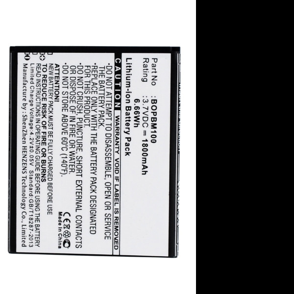 HTC BOPBM100 / 701701000951 accu (1800 mAh, 123accu huismerk)  AHT00278 - 1