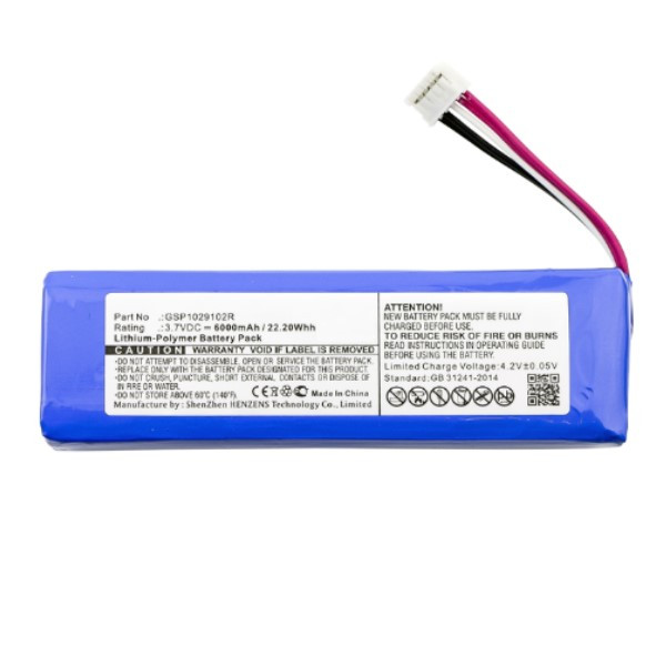 JBL Charge 2 / Charge 3 / P763098 / GSP1029102R accu (3.7 V, 6000 mAh, 123accu huismerk) AJB00008 - 2