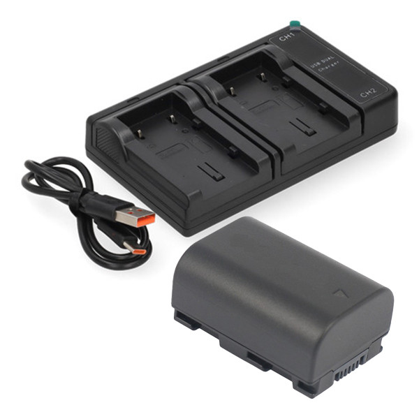 JVC BN-VG107 / BN-VG108 accu met double slot oplader USB-C (3.7 V, 890 mAh, 123accu huismerk) AJV00088 - 1