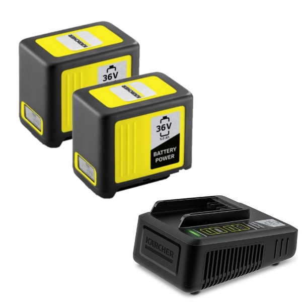 2 stuks: Kärcher Battery Power 36V / 24450310 / 36/50 accu's + snellader (36 V, 5.0 Ah, origineel) AKR00059 - 1