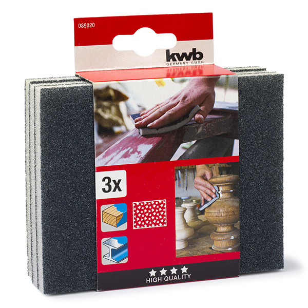 Schuurspons 125 mm x 100 mm, medium korrels (3 stuks KWB) ANB02962 - 1