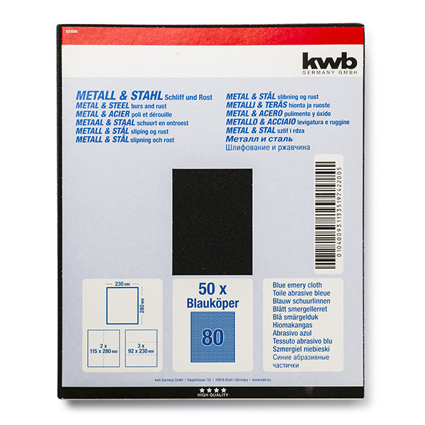 KWB Schuurvel K80 230mm x 280mm metaal & staal (50 vels, KWB)  ANB03485 - 1