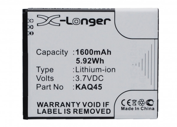 Kazam KAQ45 / KAQ45-CYFAL022089 accu (1600 mAh, 123accu huismerk)  AKA00009 - 1