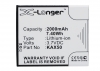 Kazam KAX50 / KLB200N289 / KAX50-XJFAL009330 accu (2000 mAh, 123accu huismerk) AKA00016 - 1