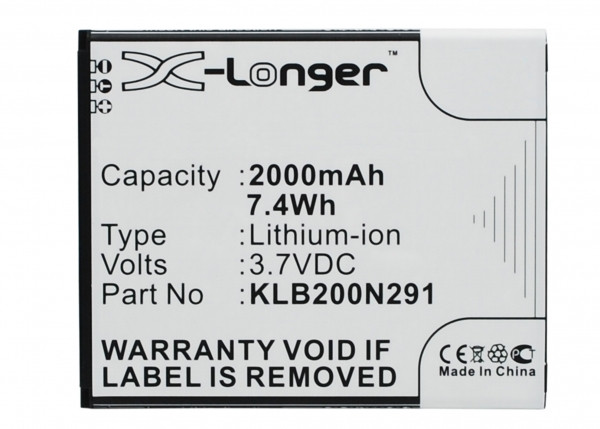 Kazam KLB200N291 accu (2000 mAh, 123accu huismerk) AKA00015 - 1