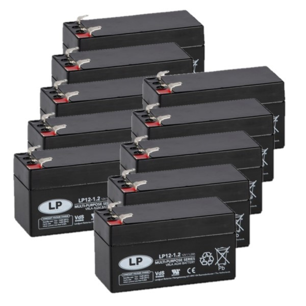 Landport 10 Stuks: Landport LP12-1.2 VRLA AGM Loodaccu's (12V, 1.2 Ah, T1 terminal)  ALA00434 - 1