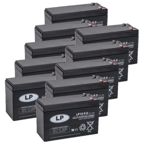 10 Stuks: Landport LP12-9 VRLA AGM Loodaccu's (12V, 9 Ah, T1 terminal) ALA00511 - 1