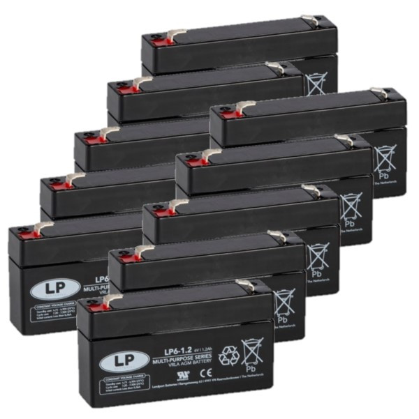 10 Stuks: Landport LP6-1.2 VRLA AGM Loodaccu's (6V, 1.2 Ah, T1 terminal) ALA00507 - 1