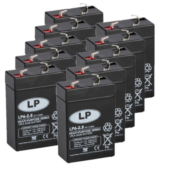 10 Stuks: Landport LP6-2.8 VRLA AGM Loodaccu's (6V, 2.8 Ah, T1 terminal) ALA00499 - 1