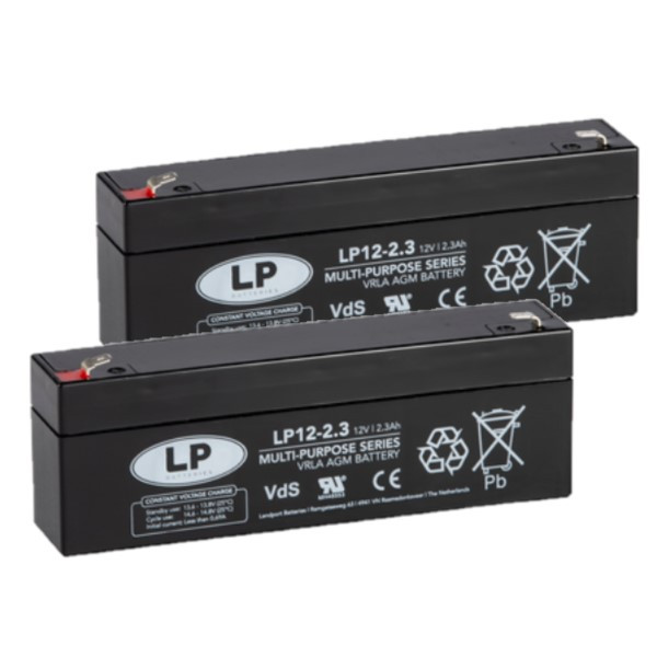 Landport 2 Stuks: Landport LP12-2.3 VRLA AGM Loodaccu's (12V, 2.3 Ah, T1 terminal)  ALA00427 - 1