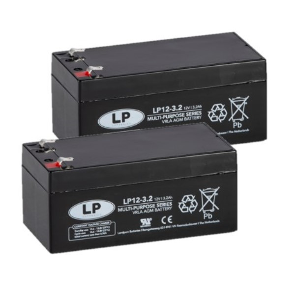 Landport 2 Stuks: Landport LP12-3.4 VRLA AGM Loodaccu's (12V, 3.4 Ah, T1 terminal)  ALA00494 - 1
