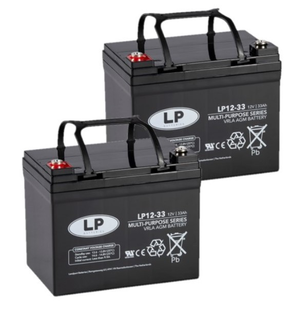 Landport 2 Stuks: Landport LP12-33 VRLA AGM Loodaccu's (12V, 33 Ah, T6 terminal)  ALA00478 - 1