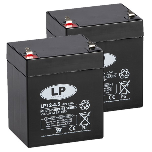 Landport 2 Stuks: Landport LP12-4.5 VRLA AGM Loodaccu's (12V, 4.5 Ah, T1 terminal)  ALA00474 - 1