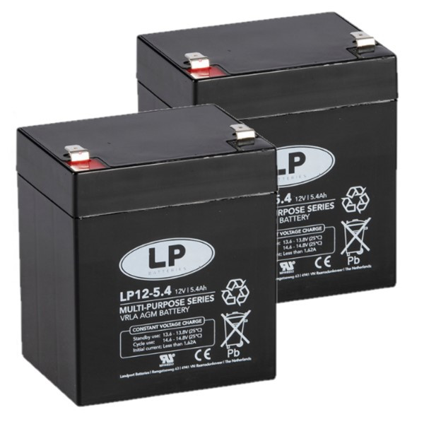 Landport 2 Stuks: Landport LP12-5.4 VRLA AGM Loodaccu's (12V, 5.4 Ah, T1 terminal)  ALA00455 - 1