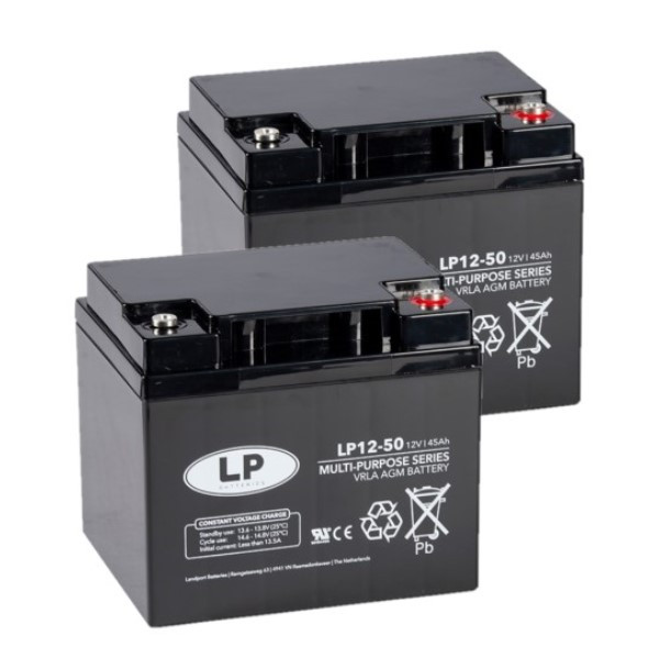 2 Stuks: Landport LP12-50 VRLA AGM Loodaccu's (12V, 45 Ah, T6 terminal) ALA00506 - 1