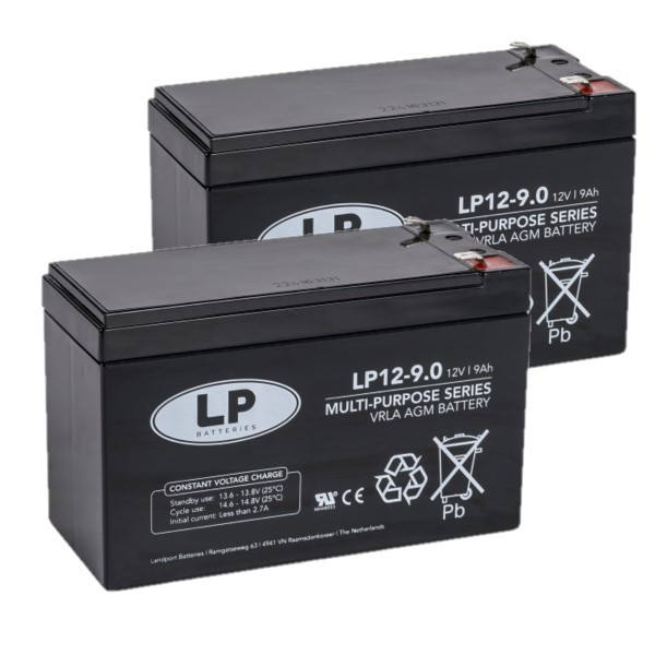 2 Stuks: Landport LP12-9 VRLA AGM Loodaccu's (12V, 9 Ah, T1 terminal) ALA00513 - 1