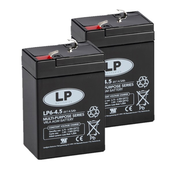 Landport 2 Stuks: Landport LP6-4.5 VRLA AGM Loodaccu's (6V, 4.5 Ah, T1 terminal)  ALA00496 - 1