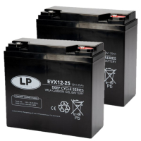 2 stuks: Landport EVX12-25 / EVX12025 Deep Cycle Carbon AGM Gel accu's (12V, 25 Ah, T12 terminal) ALA00558