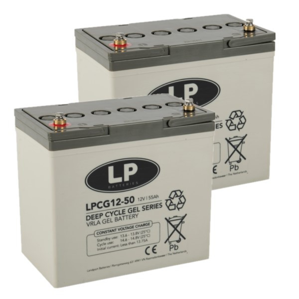 2 stuks: Landport LPCG12-50 Deep Cycle Gel accu's (12V, 50 Ah, T6 terminal) ALA00546 - 1
