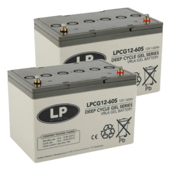 2 stuks: Landport LPCG12-60S Deep Cycle Gel accu's (12V, 60 Ah, T6 terminal)) ALA00547 - 1