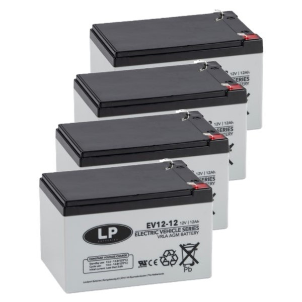 4 Stuks: Landport EV12-12 / EV12012 AGM Deep Cycle accu's (12V, 12 Ah, T1 terminal) ALA00448 - 1