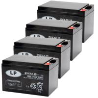 4 stuks: Landport EVX12-15 / EVX12015 Deep Cycle Carbon AGM Gel accu's (12V, 15 Ah, T12 terminal) ALA00562