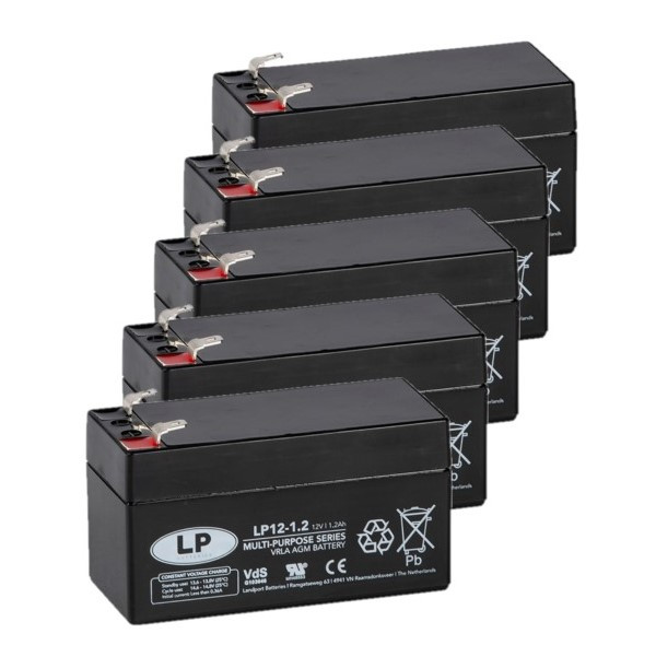 Landport 5 Stuks: Landport LP12-1.2 VRLA AGM Loodaccu's (12V, 1.2 Ah, T1 terminal)  ALA00421 - 1