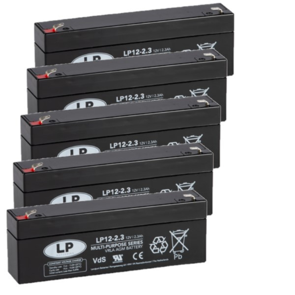 Landport 5 Stuks: Landport LP12-2.3 VRLA AGM Loodaccu's (12V, 2.3 Ah, T1 terminal)  ALA00435 - 1