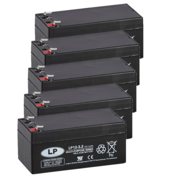 Landport 5 Stuks: Landport LP12-3.4 VRLA AGM Loodaccu's (12V, 3.4 Ah, T1 terminal)  ALA00484 - 1