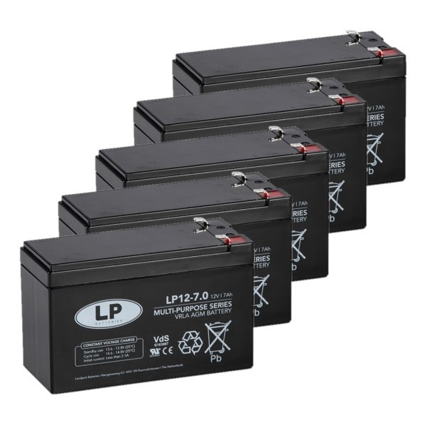 Landport 5 Stuks: Landport LP12-7.0 VRLA AGM Loodaccu's (12V, 7.0 Ah, T2 terminal)  ALA00488 - 1