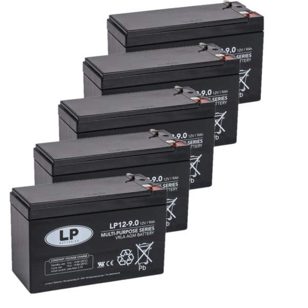 5 Stuks: Landport LP12-9 VRLA AGM Loodaccu's (12V, 9 Ah, T1 terminal) ALA00512 - 1