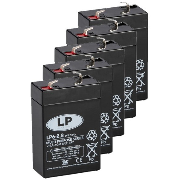 5 Stuks: Landport LP6-2.8 VRLA AGM Loodaccu's (6V, 2.8 Ah, T1 terminal) ALA00505 - 1
