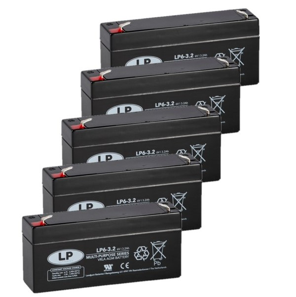 Landport 5 Stuks: Landport LP6-3.2 VRLA AGM Loodaccu's (6V, 3.2 Ah, T1 terminal)  ALA00486 - 1