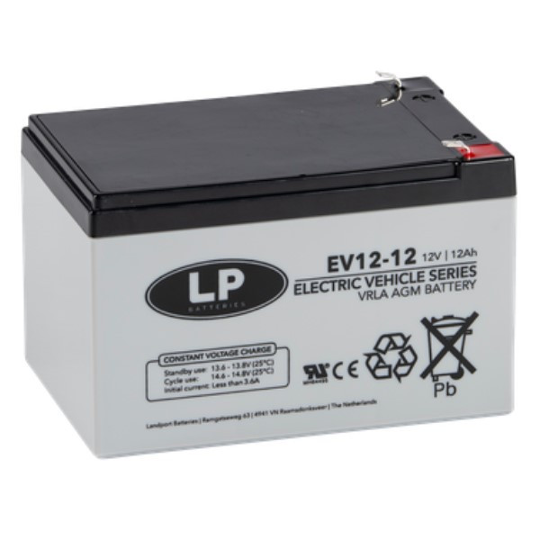 Landport EV12-12 / EV12012 AGM Deep Cycle accu (12V, 12 Ah, T1 terminal)  ALA00378 - 1