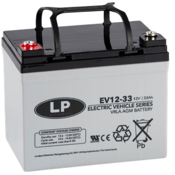 Landport EV12-33 / EV12033 AGM Deep Cycle accu (12V, 33 Ah, T6 terminal)  ALA00380 - 1