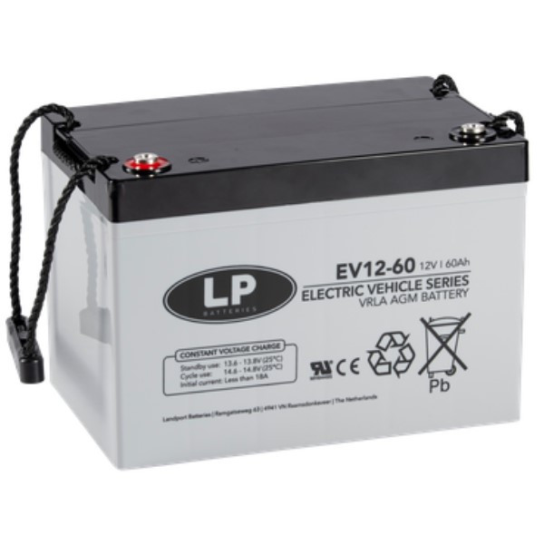 Landport EV12-60 / EV1260 AGM Deep Cycle accu (12V, 60 Ah, T6 terminal)  ALA00381 - 1