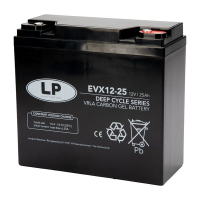 Landport EVX12-25 / EVX12015 Deep Cycle Carbon AGM Gel accu (12V, 25 Ah, T12 terminal) ALA00557
