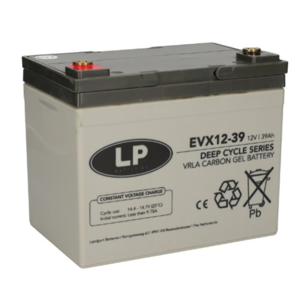 Landport EVX12-39 / EVX12039 Deep Cycle Carbon AGM Gel accu (12V, 39 Ah, T6 terminal) ALA00536 - 1